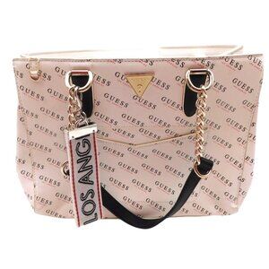 Guess White Noelle Logo Satchel Purse Handbag Spellout Name